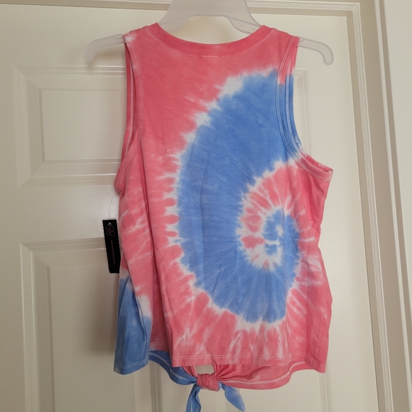 Womens Size Large No Boundaries Nobo Red White Blue Tie Dye Tank Top - Picture 2 of 2